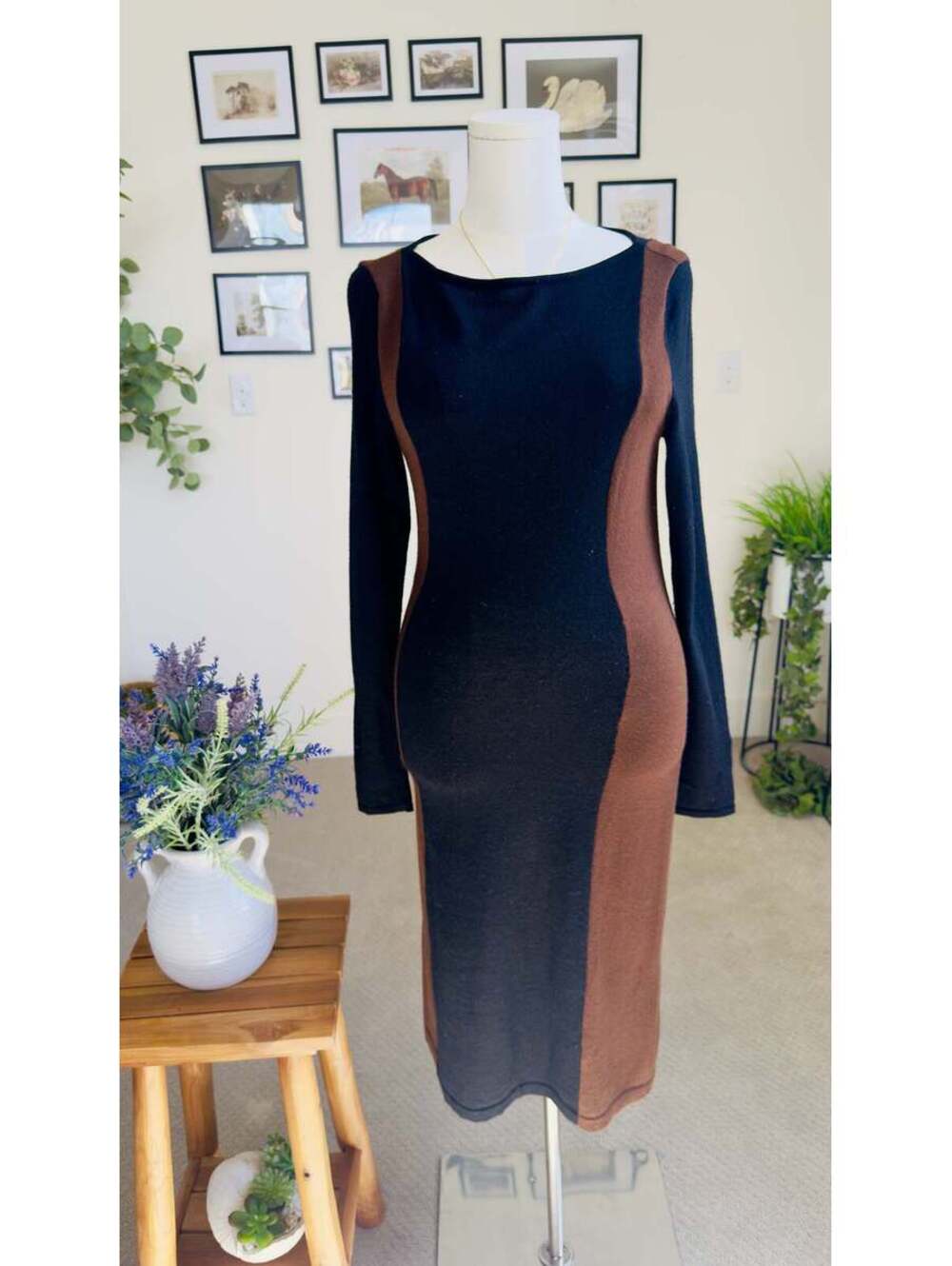 Lauren Ralph Lauren Merino Wool Colorblock knit Dress Size L